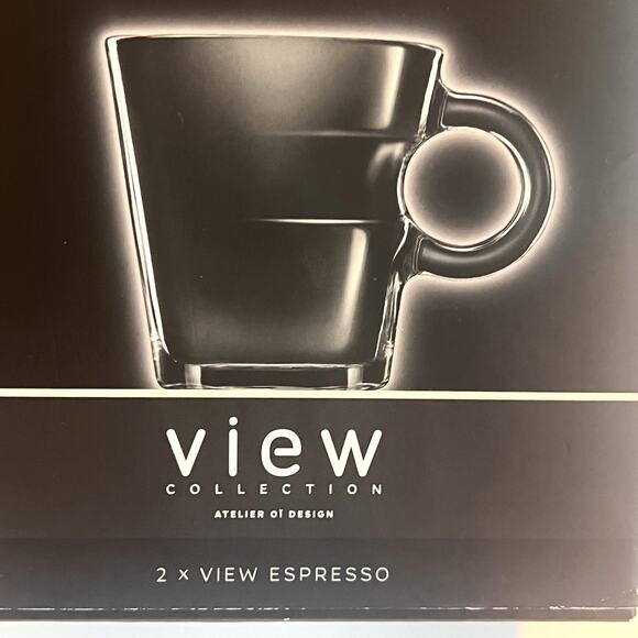 Nespresso View Atelier Design Collection Espresso Set of 2 Glasses + Saucers NIB - Picture 1 of 16